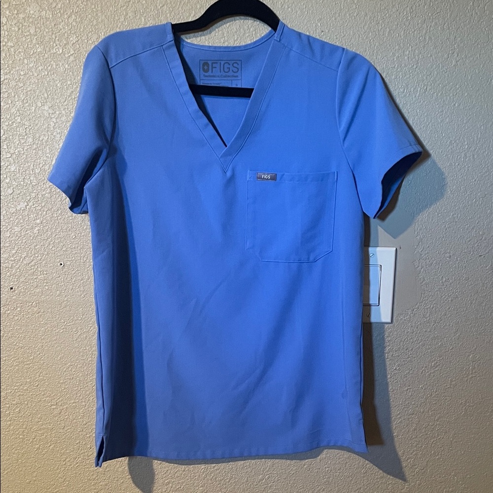 Figs Classic Blue V-Neck Scrub Top for Women